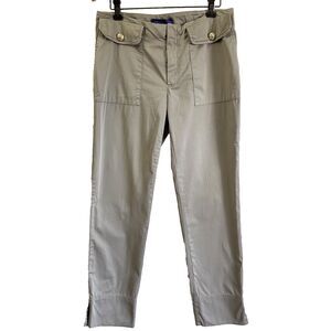 Les Copains Women's Gray Cotton Front Flap Pockets Straight Cargo Pants Sz 6/42
